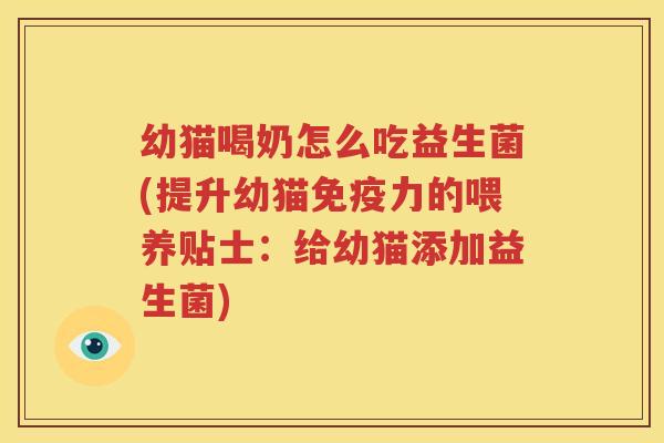 幼猫喝奶怎么吃益生菌(提升幼猫免疫力的喂养贴士：给幼猫添加益生菌)