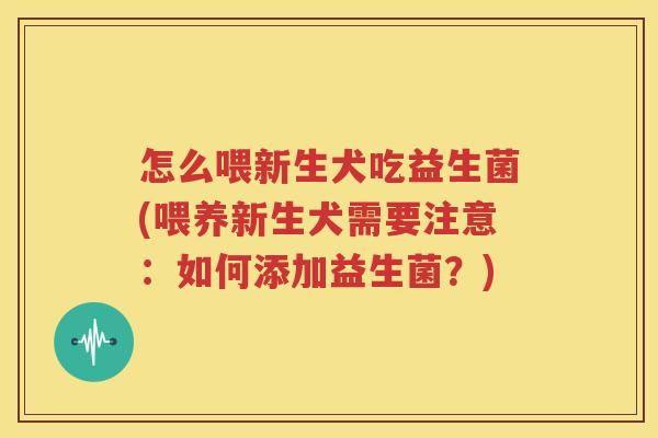 怎么喂新生犬吃益生菌(喂养新生犬需要注意：如何添加益生菌？)