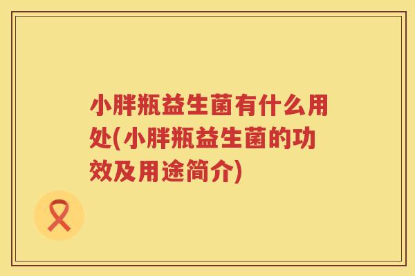小胖瓶益生菌有什么用处(小胖瓶益生菌的功效及用途简介)
