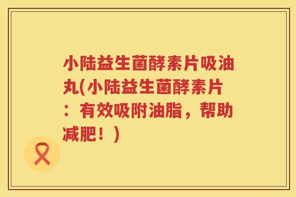 小陆益生菌酵素片吸油丸(小陆益生菌酵素片：有效吸附油脂，帮助减肥！)