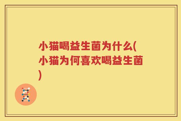 小猫喝益生菌为什么(小猫为何喜欢喝益生菌)