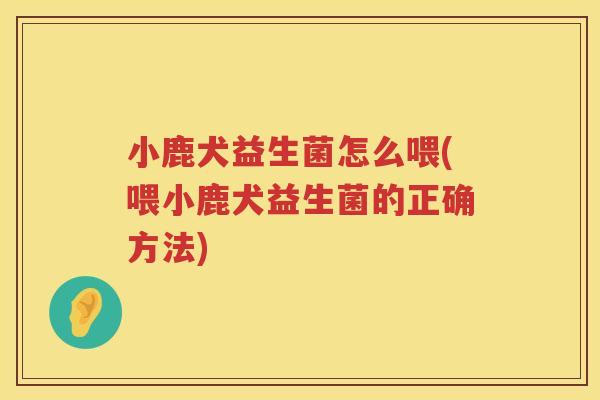 小鹿犬益生菌怎么喂(喂小鹿犬益生菌的正确方法)