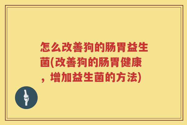 怎么改善狗的肠胃益生菌(改善狗的肠胃健康，增加益生菌的方法)
