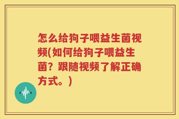 怎么给狗子喂益生菌视频(如何给狗子喂益生菌？跟随视频了解正确方式。)
