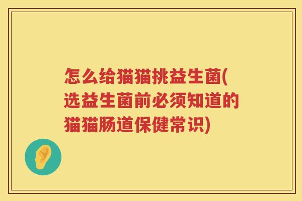 怎么给猫猫挑益生菌(选益生菌前必须知道的猫猫肠道保健常识)