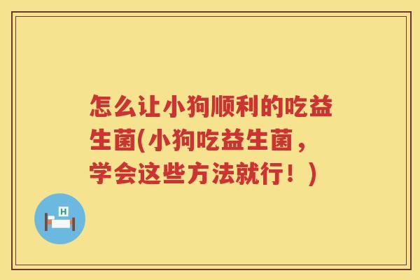 怎么让小狗顺利的吃益生菌(小狗吃益生菌，学会这些方法就行！)