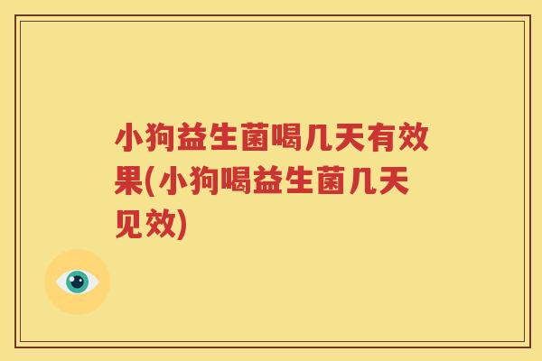 小狗益生菌喝几天有效果(小狗喝益生菌几天见效)