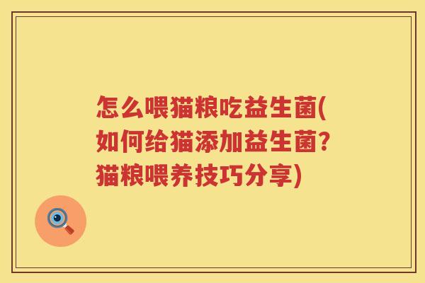 怎么喂猫粮吃益生菌(如何给猫添加益生菌？猫粮喂养技巧分享)