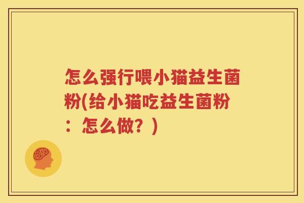 怎么强行喂小猫益生菌粉(给小猫吃益生菌粉：怎么做？)