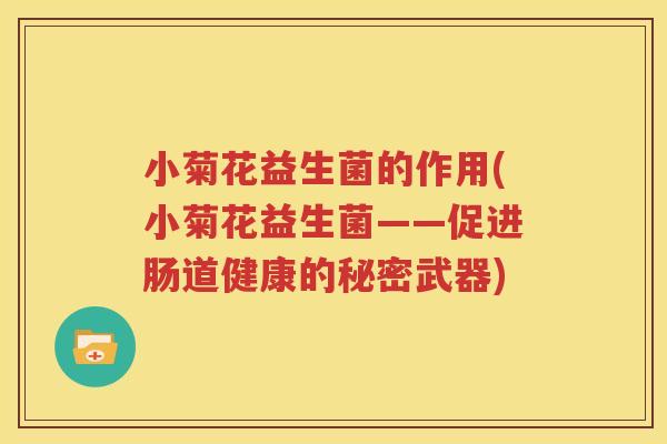 小菊花益生菌的作用(小菊花益生菌——促进肠道健康的秘密武器)
