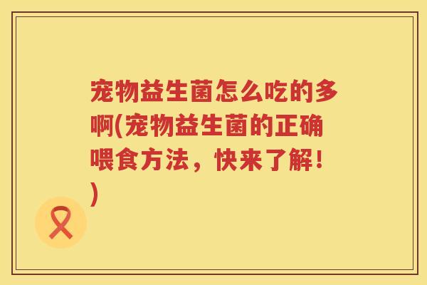 宠物益生菌怎么吃的多啊(宠物益生菌的正确喂食方法，快来了解！)