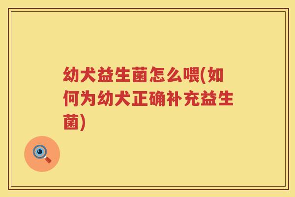 幼犬益生菌怎么喂(如何为幼犬正确补充益生菌)