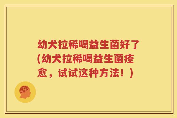 幼犬拉稀喝益生菌好了(幼犬拉稀喝益生菌痊愈，试试这种方法！)