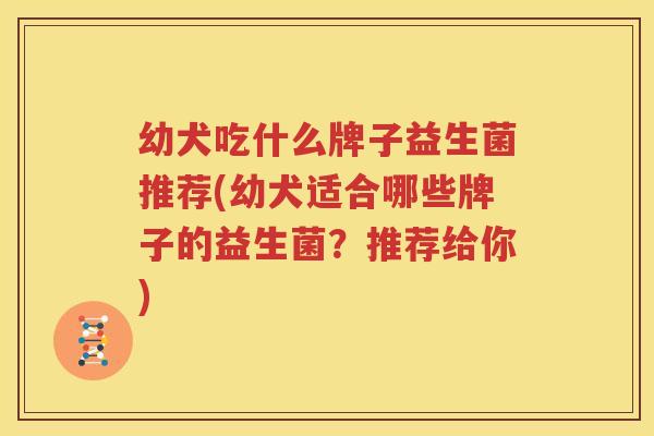 幼犬吃什么牌子益生菌推荐(幼犬适合哪些牌子的益生菌？推荐给你)
