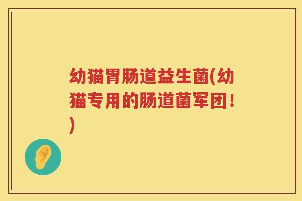 幼猫胃肠道益生菌(幼猫专用的肠道菌军团！)