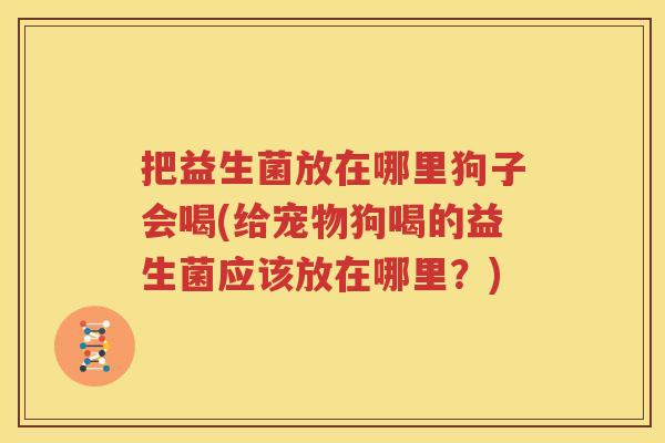 把益生菌放在哪里狗子会喝(给宠物狗喝的益生菌应该放在哪里？)