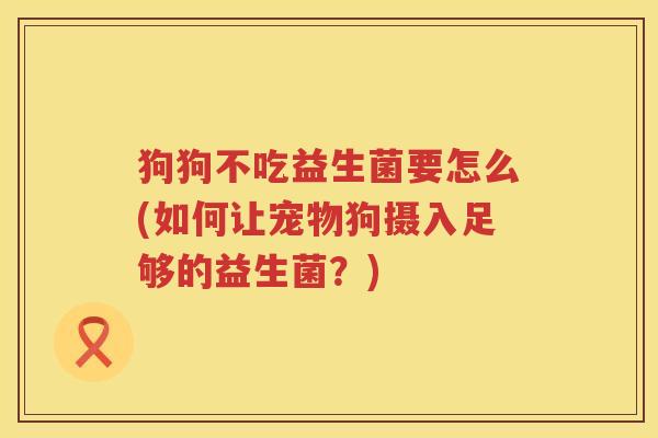 狗狗不吃益生菌要怎么(如何让宠物狗摄入足够的益生菌？)