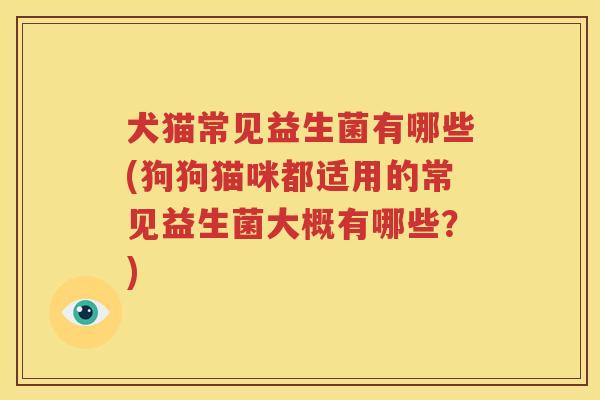犬猫常见益生菌有哪些(狗狗猫咪都适用的常见益生菌大概有哪些？)