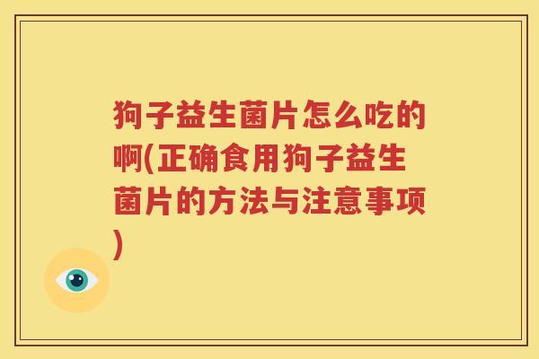 狗子益生菌片怎么吃的啊(正确食用狗子益生菌片的方法与注意事项)