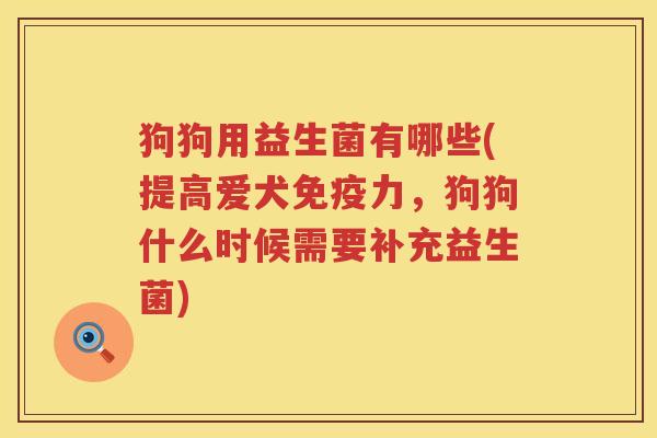 狗狗用益生菌有哪些(提高爱犬免疫力，狗狗什么时候需要补充益生菌)