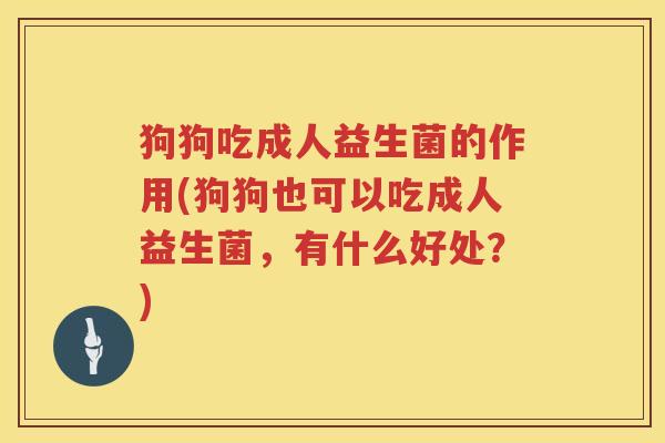 狗狗吃成人益生菌的作用(狗狗也可以吃成人益生菌，有什么好处？)
