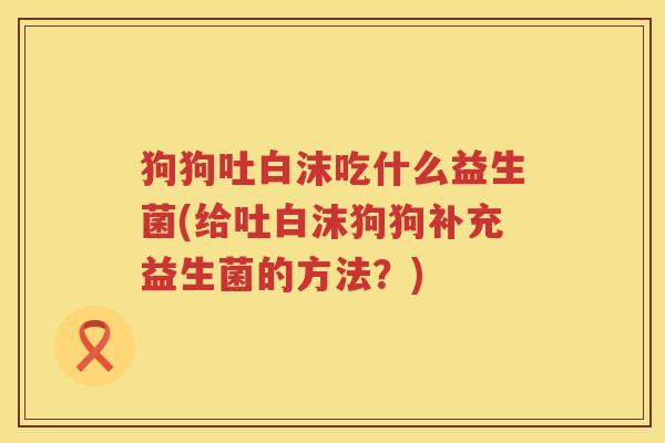 狗狗吐白沫吃什么益生菌(给吐白沫狗狗补充益生菌的方法？)