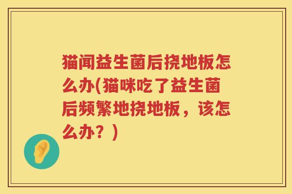 猫闻益生菌后挠地板怎么办(猫咪吃了益生菌后频繁地挠地板，该怎么办？)