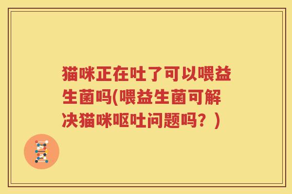 猫咪正在吐了可以喂益生菌吗(喂益生菌可解决猫咪呕吐问题吗？)