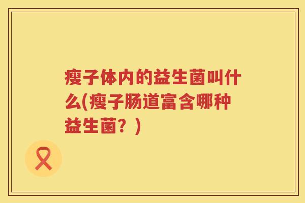 瘦子体内的益生菌叫什么(瘦子肠道富含哪种益生菌？)