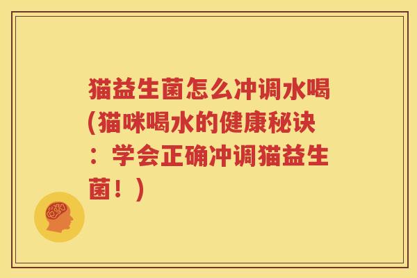 猫益生菌怎么冲调水喝(猫咪喝水的健康秘诀：学会正确冲调猫益生菌！)