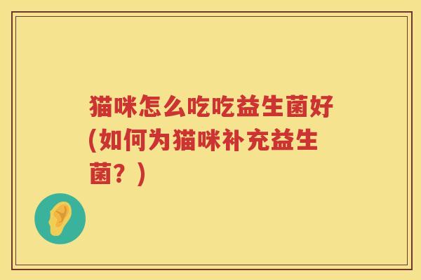 猫咪怎么吃吃益生菌好(如何为猫咪补充益生菌？)