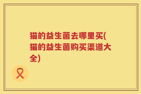 猫的益生菌去哪里买(猫的益生菌购买渠道大全)