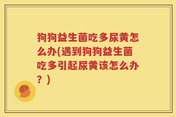 狗狗益生菌吃多尿黄怎么办(遇到狗狗益生菌吃多引起尿黄该怎么办？)