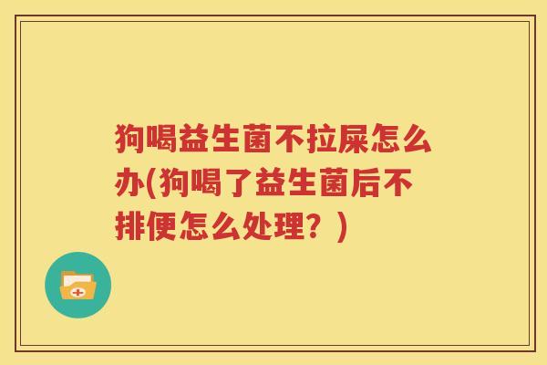 狗喝益生菌不拉屎怎么办(狗喝了益生菌后不排便怎么处理？)