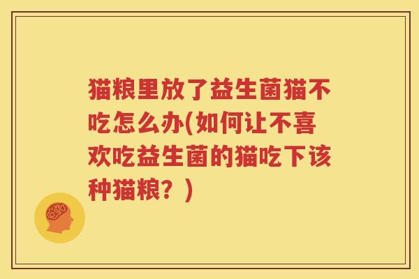 猫粮里放了益生菌猫不吃怎么办(如何让不喜欢吃益生菌的猫吃下该种猫粮？)