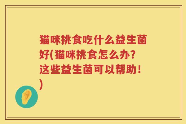 猫咪挑食吃什么益生菌好(猫咪挑食怎么办？这些益生菌可以帮助！)
