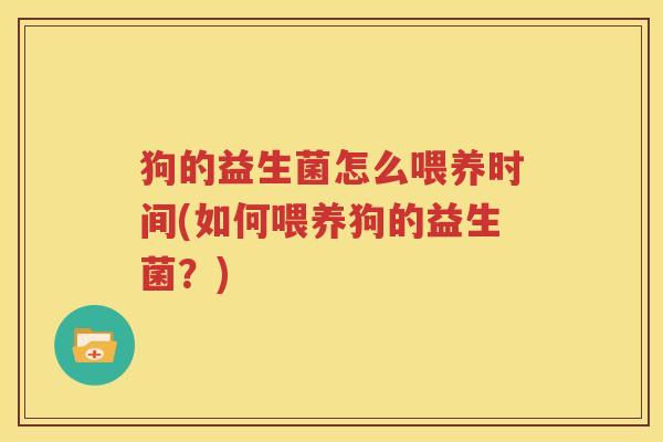 狗的益生菌怎么喂养时间(如何喂养狗的益生菌？)