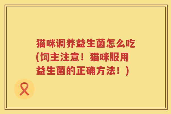 猫咪调养益生菌怎么吃(饲主注意！猫咪服用益生菌的正确方法！)