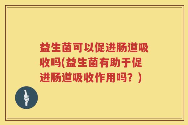 益生菌可以促进肠道吸收吗(益生菌有助于促进肠道吸收作用吗？)