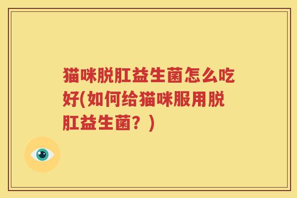猫咪脱肛益生菌怎么吃好(如何给猫咪服用脱肛益生菌？)