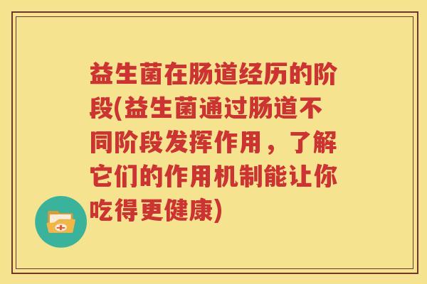 益生菌在肠道经历的阶段(益生菌通过肠道不同阶段发挥作用，了解它们的作用机制能让你吃得更健康)
