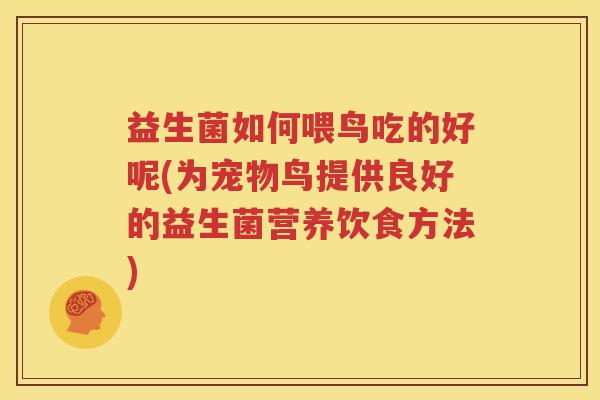 益生菌如何喂鸟吃的好呢(为宠物鸟提供良好的益生菌营养饮食方法)