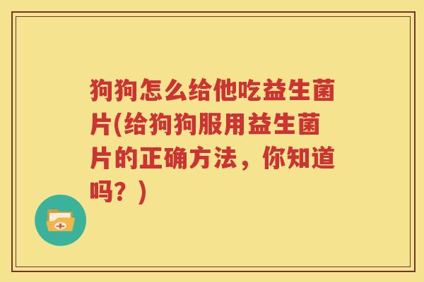 狗狗怎么给他吃益生菌片(给狗狗服用益生菌片的正确方法，你知道吗？)