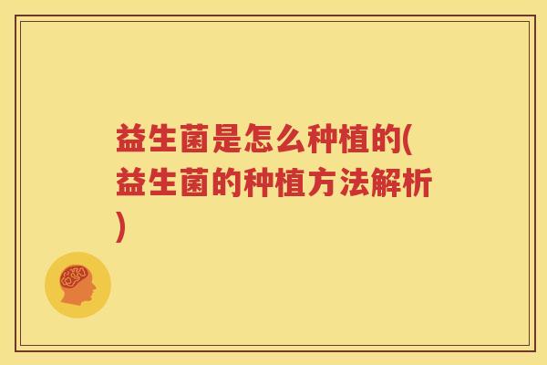 益生菌是怎么种植的(益生菌的种植方法解析)