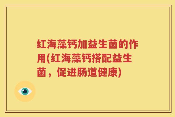红海藻钙加益生菌的作用(红海藻钙搭配益生菌，促进肠道健康)