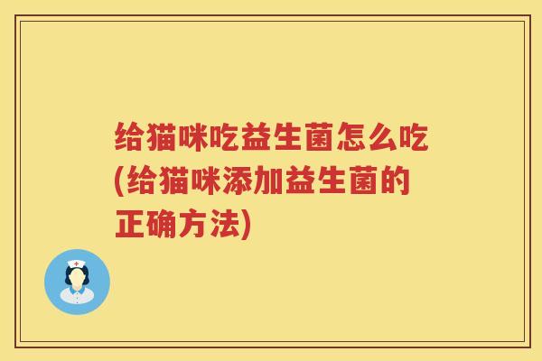 给猫咪吃益生菌怎么吃(给猫咪添加益生菌的正确方法)