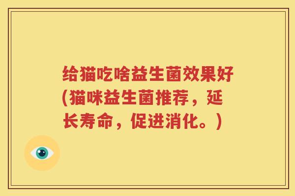 给猫吃啥益生菌效果好(猫咪益生菌推荐，延长寿命，促进消化。)