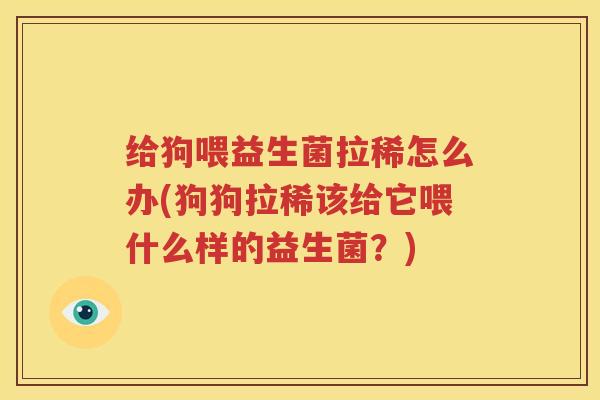 给狗喂益生菌拉稀怎么办(狗狗拉稀该给它喂什么样的益生菌？)