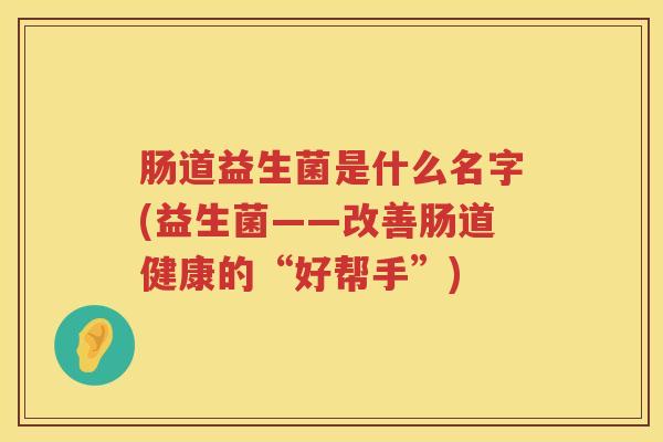 肠道益生菌是什么名字(益生菌——改善肠道健康的“好帮手”)