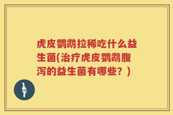 虎皮鹦鹉拉稀吃什么益生菌(治疗虎皮鹦鹉腹泻的益生菌有哪些？)